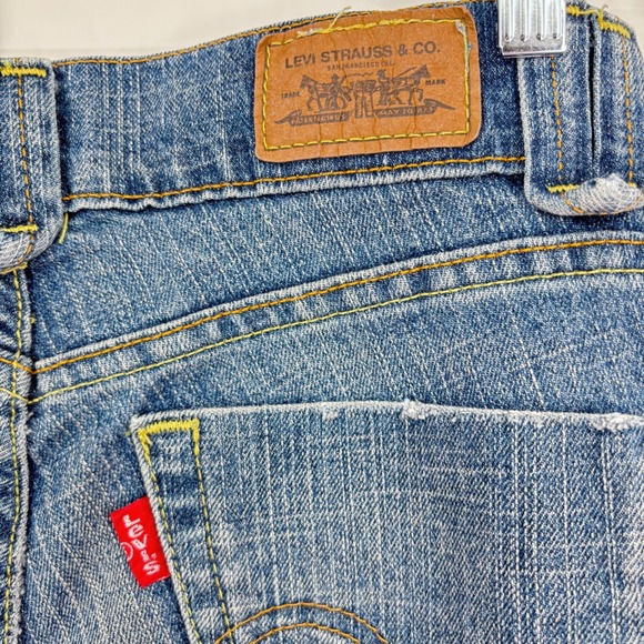 Vintage 00s Levi's 504 Slouch Flare Jeans Sz 5 Y2K Low Rise Stretch Embellished - Picture 8 of 14